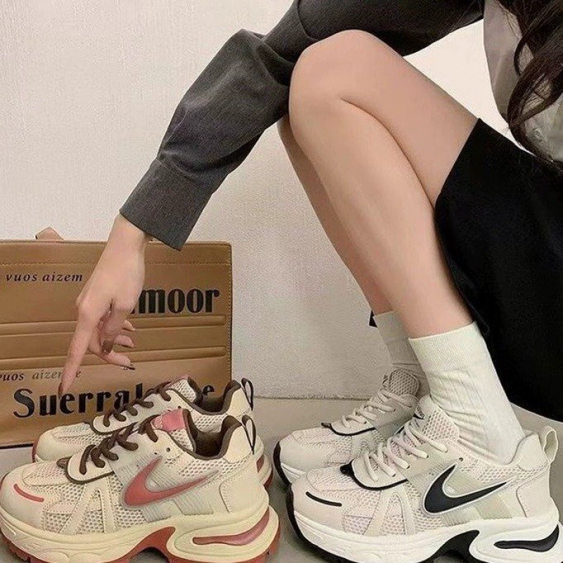 Кроссовки dad women's дышащая сетка, мягкая экокожа, толстая противоскользящая подошва (лето 2024)