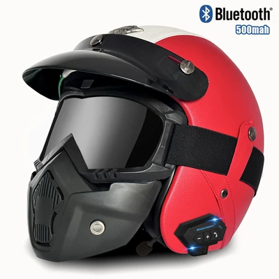 Motosiklet kaskı (dəbilqə), men's and women's motorcycle leather - v-flag-mask-bluetooth-s