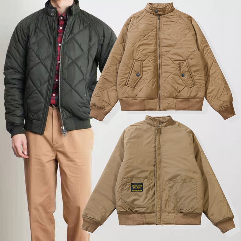 Okonkwo Reversible Diamond Quilted Jacket Stand Collar Cotton Outwear Jacket Plus Cotton Reversible Jacket