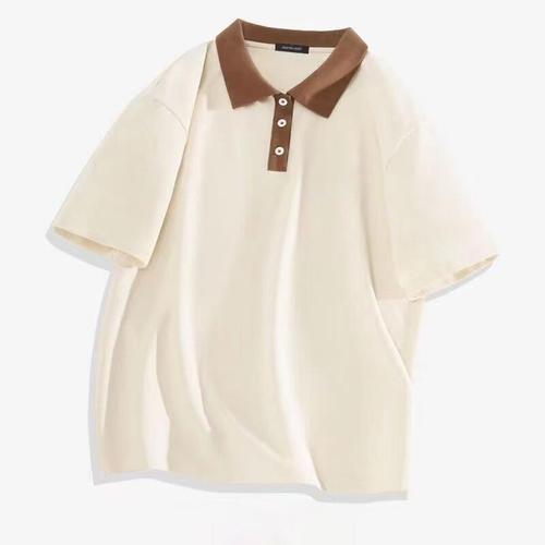 Summer American Trend POLO Shirt Youth Fashion Short Sleeve Solid Color Casual Collar Loose Slimming Trend Brand