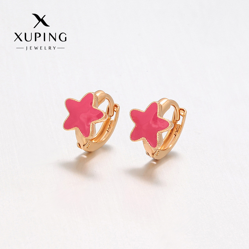 Aretes de Aro Geométricos con Estrella 18K de Aleación de Cobre Chapado en Oro para Mujer