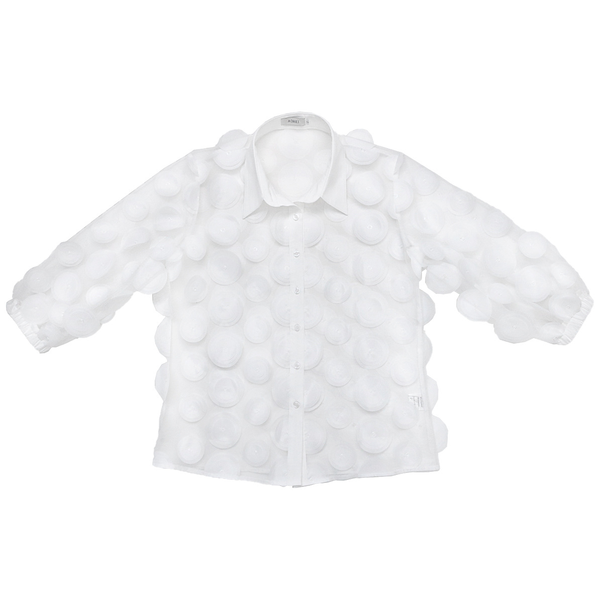 AM021226 nuevo nicho creativo Dot parche superior diseñador transpirable ver-a través de camisa