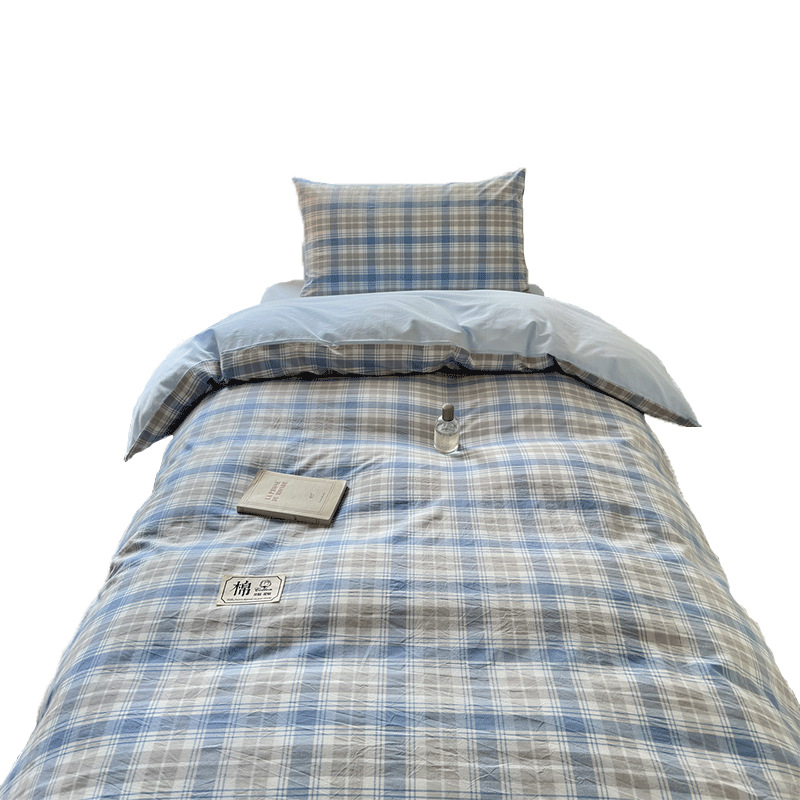 Cama de dormitorio de estudiantes universitarios de algodón de tres piezas, colcha de algodón puro, cama de cama de 90 sábanas