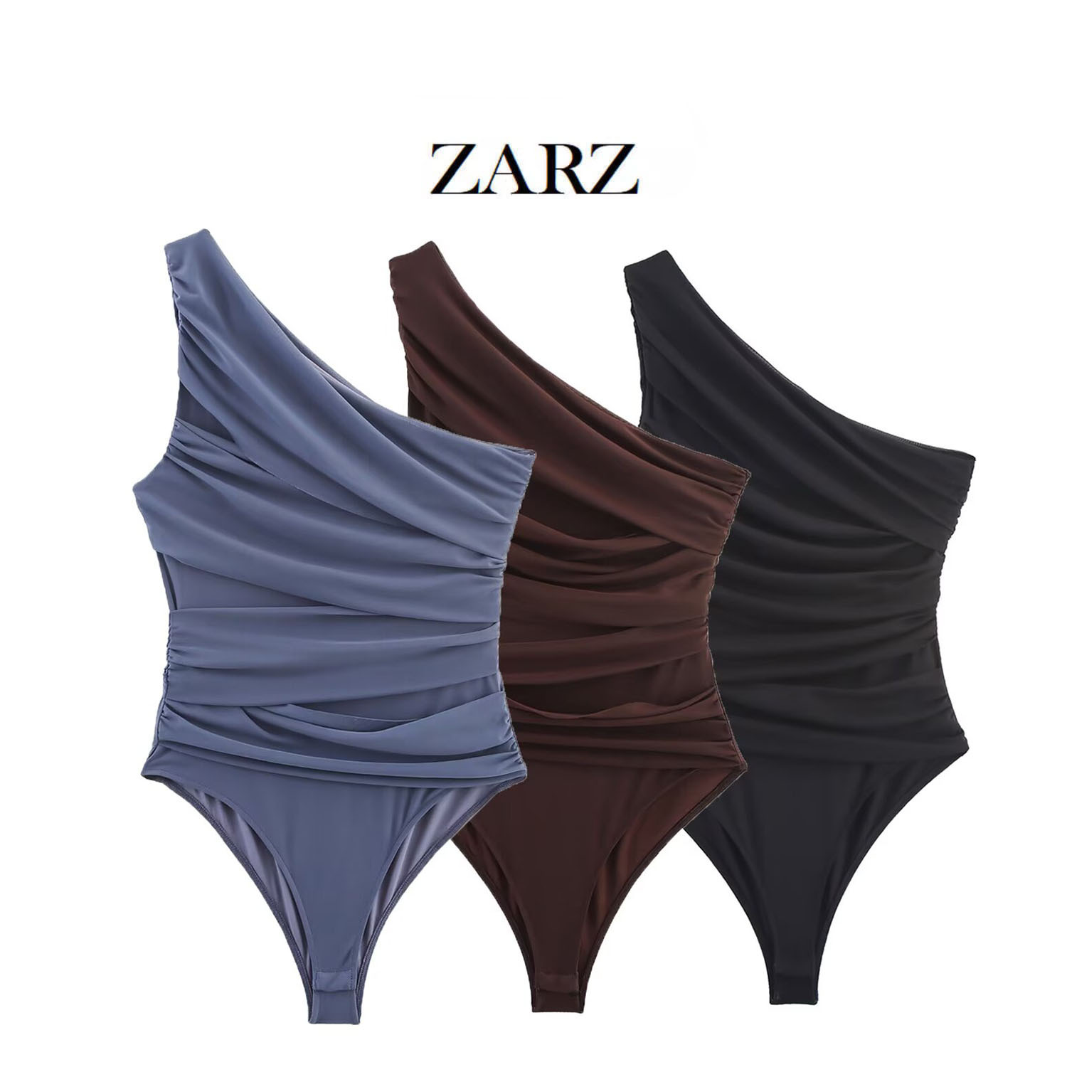 Zarz Homemade European and American Style New Women's Clothing Western Style Asymmetric Pleated Tulle Jumpsuit 5039831