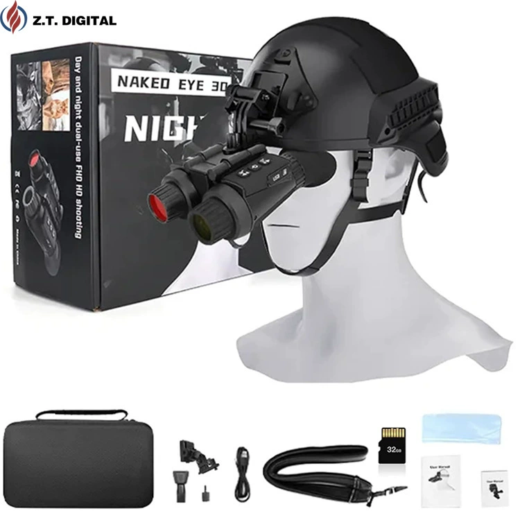 Новая модель 3D невооруженным глазом 4K HD цифровой открытый ночной камеры шлем для ношения инфракрасного бинокулярного ночного видения