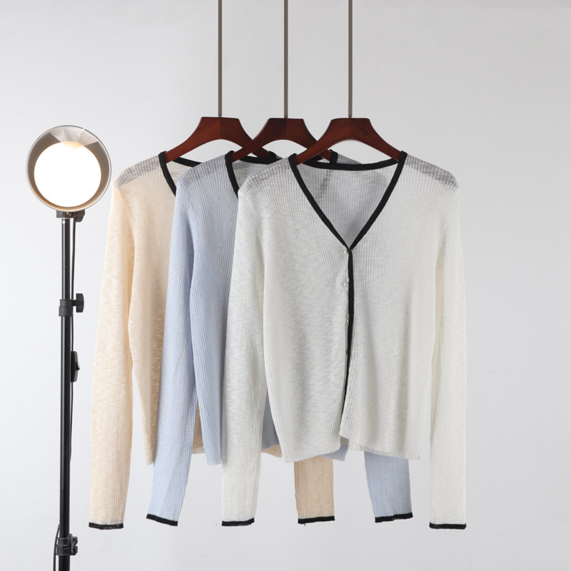 Ice Silk Knit Cardigan for Women, 2026 Summer V-Neck Outerwear, Paired with a Skirt, Sun Protection Air-Conditioning Shirt, Shawl, Top, Jacket Ice Silk Knit Cardigan for Women, 2026 Summer V-Neck Outerwear, Paired with a Skirt, Sun Protection Air-Conditioning Shirt, Shawl, Top, Jacket