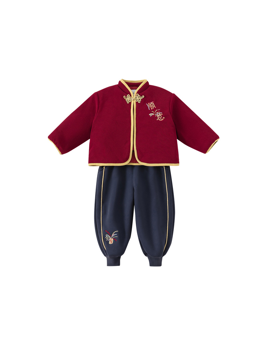 Ropa de Año Nuevo para niños Youbao, ropa de Año Nuevo para niños, ropa de Año Nuevo para niños, vestido de aniversario rojo, ropa de invierno de dos piezas