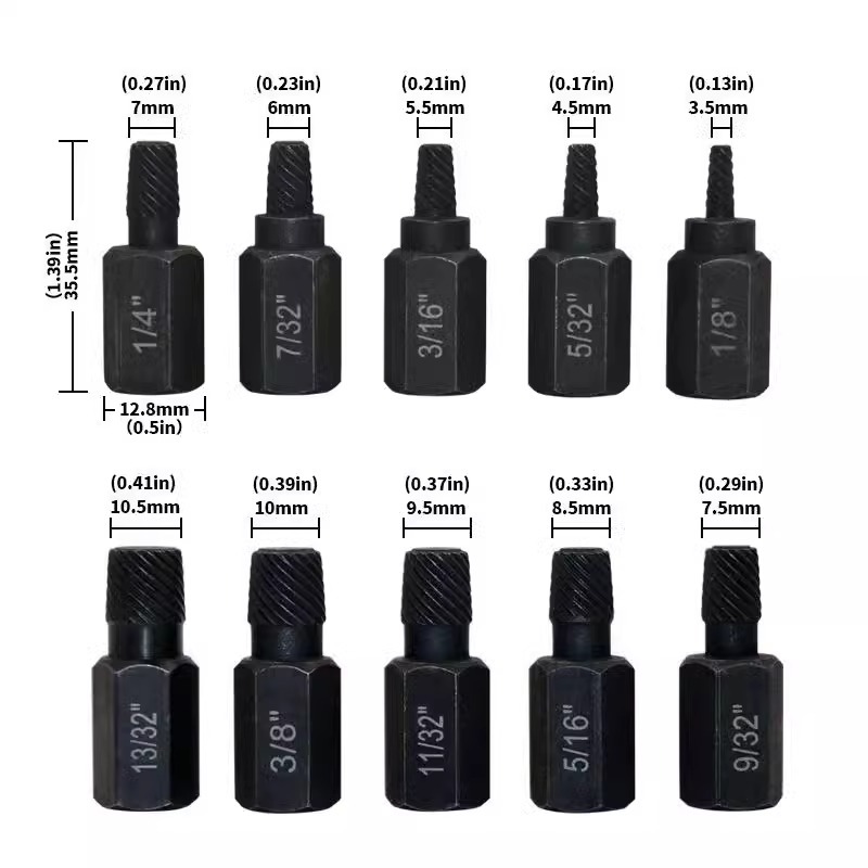 Transfronterizo 14pc Nut Extractor Damaged Nut Extractor Hex Nut Removal Sleeve Set Tool