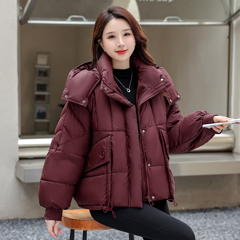 Algodón mujer gruesa corta 2024 invierno nuevo estilo coreano suelto ropa de algodón pan chaqueta de algodón abrigo de mujer