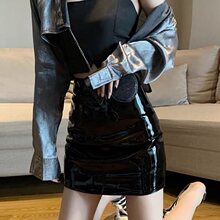 黑色皮裙女2025春秋冬新款PU亮皮包臀短裙高腰显瘦A字半身裙子女