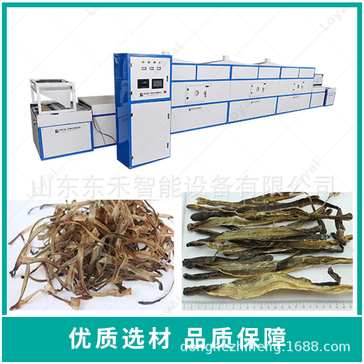 全自动微波烘干设备隧道式黄明胶烘干杀菌设备中药材烘干流水线