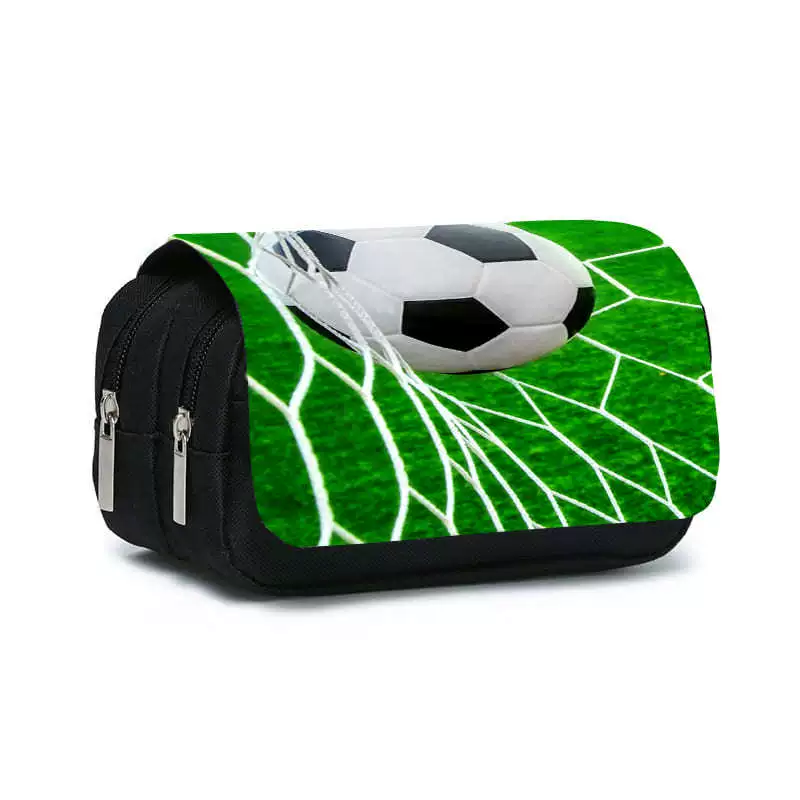 Football double-layer capacious pencil case for elementary school students, 3D, handmade, wholesale