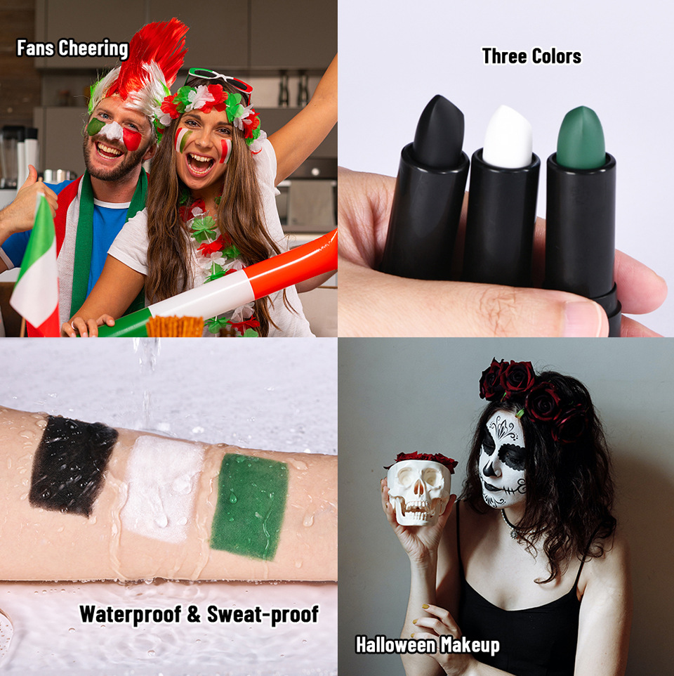 ibcccndc Black Painting Cream Black Lipstick Lip Balm Eye Black Stick Halloween Facial Color undefined