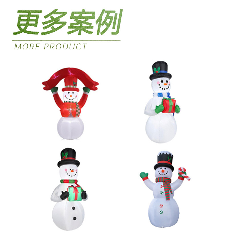 户外卡通人偶充气圣诞雪人模型 绿手套发光可爱雪人气模批发