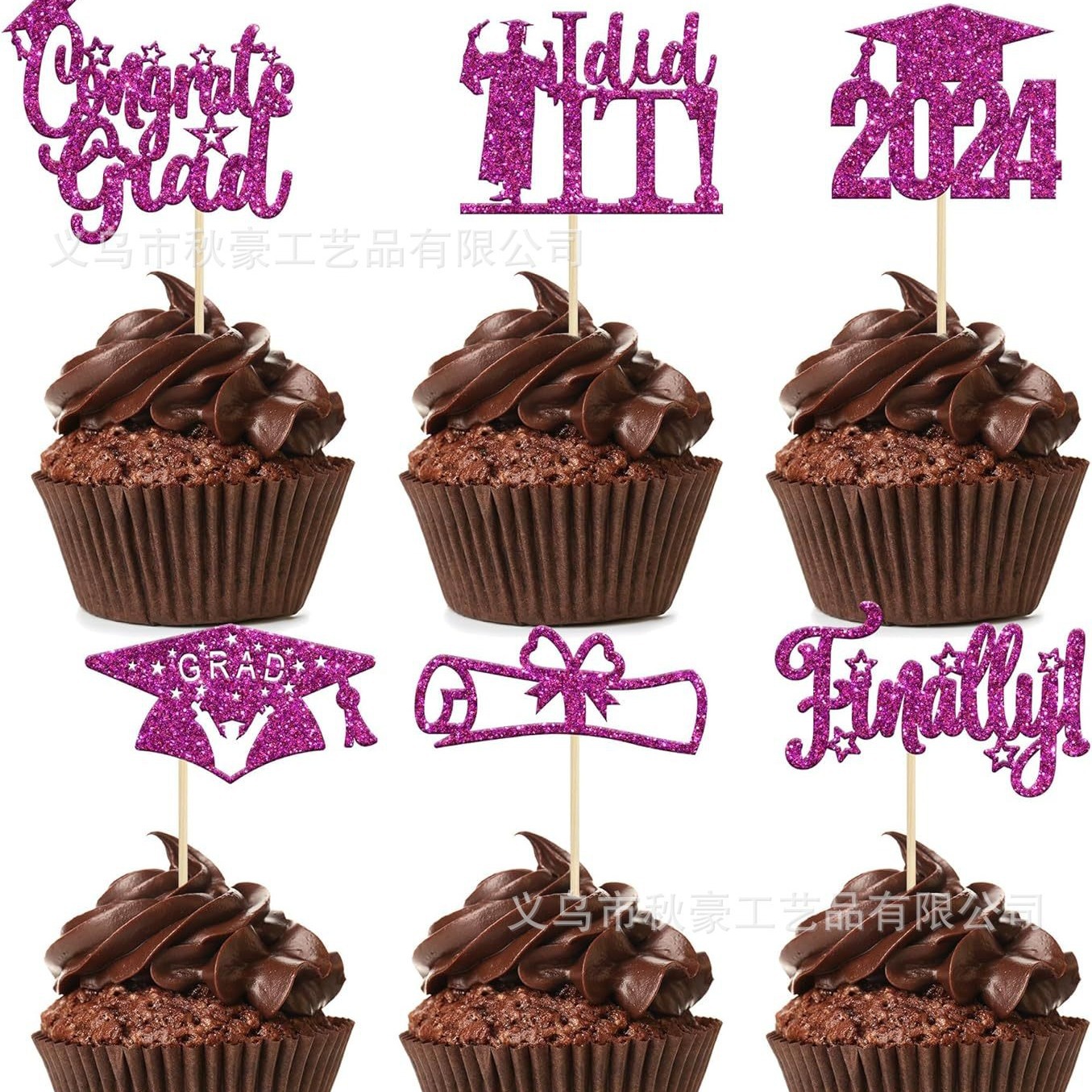 2024 nueva temporada de graduación cupcakes decoración flash Finally I Did It pastel insertado transfronterizo