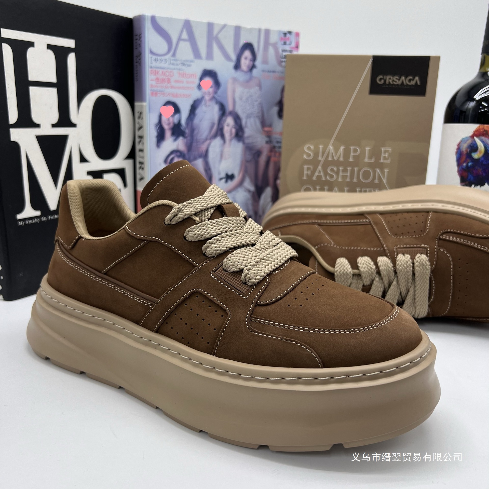 JL广州男鞋25秋冬季新款头层牛皮松糕厚底增高真皮高版工装休闲鞋