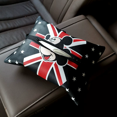 leather multifunctional tissue bag, Car tissue box/set - sm-tissue-box-star-mickey-tissue-box-leather