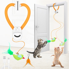 新型インタラクティブ猫玩具ドアクリップ自動伸縮猫ロープ玩具ドア掛け式羽毛ロープ自動猫玩具