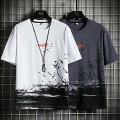 Men's Short Sleeve T-Shirt Summer Ice Silk 2024 New Trend Loose Half Sleeve Trend Brand Ins Versatile Top Clothing For Men