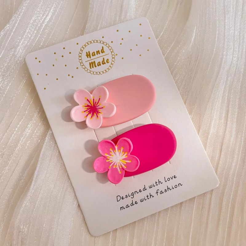 Horquilla de flor rosa para niños, flequillo de cabello roto en el costado de la frente de las niñas, tocado de clip de pico de pato lindo para niña