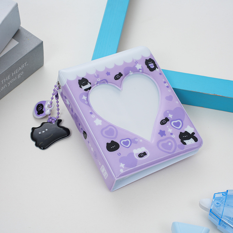 보라색 배경 검은 고양이(펜던트 포함)