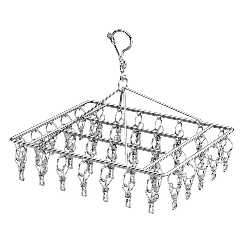 Percha de ropa doméstica de acero inoxidable multi-clip de secado calcetines rack ropa interior toalla de secado percha boca niños pañal rack