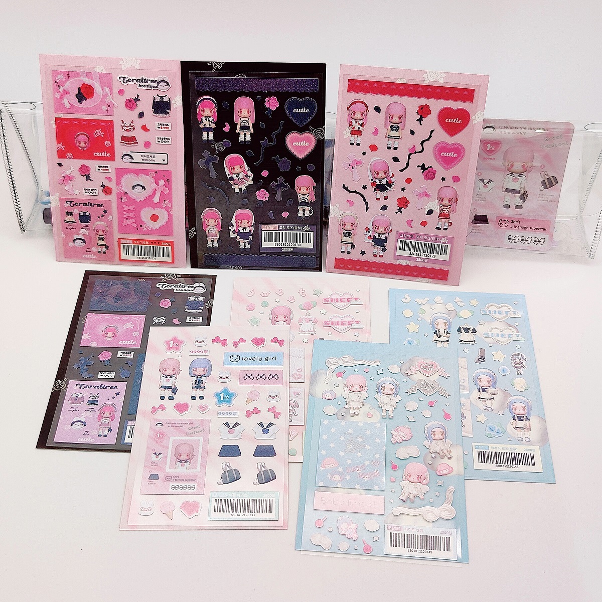 School Occasion Adhesive Sticker Material Han Guoping Modeling Girl Cute Sweet Asian Style Goo Card Stickers Wholesale Character Anime Girl Ins Style Star Chasing