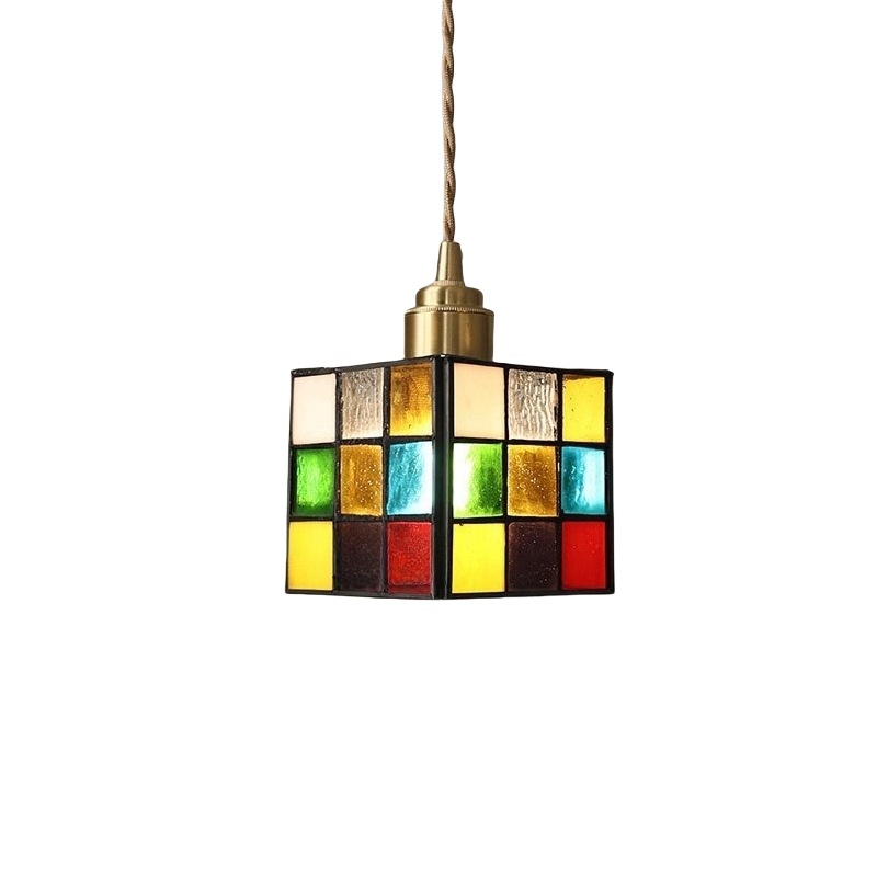 Tiffany Retro Latón Vidrio Antiguo Casa de familia junto a la cama Café Bar Restaurante Bar Salón de té Araña