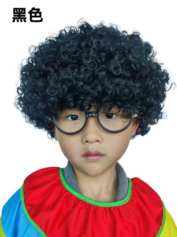 爆炸头假发小丑头套搞笑彩色假发套幼儿园表演区材料彩色短发假发|undefined