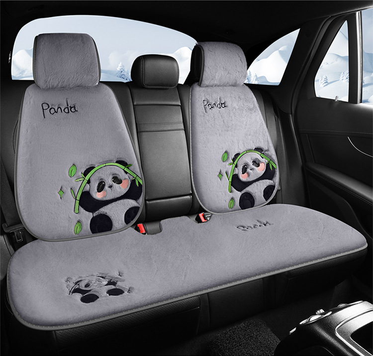 Car Seat Cushion Soft Plush Winter Plush Cute Panda Cartoon Goddess Car Half-Cover Seat Cover Non-Slip Car Mat