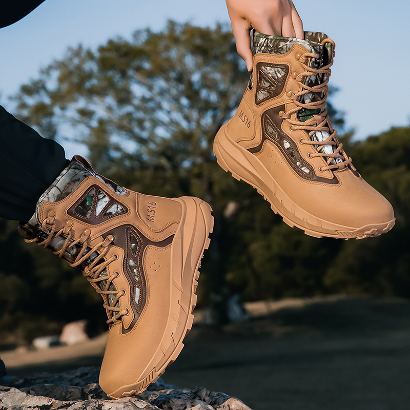 New Cross-Border Combat Boots Side Zipper Summer Ultra-Light Wear-Resistant Outdoor Hiking and Mountaineering Shoes High-Top Tactical Desert Boots