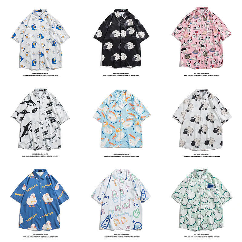 Camisa de manga corta para hombres 2022 nueva camisa floral delgada de secado rápido de moda suelta media manga estilo Hong Kong Ruan media manga guapo