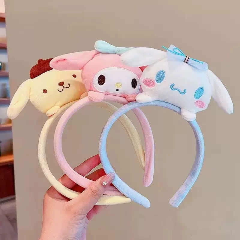 Плюшевые ободки для волос (Sanrio) милый мультяшный аксессуар для волос, мягкий плюшевый помпон, один размер