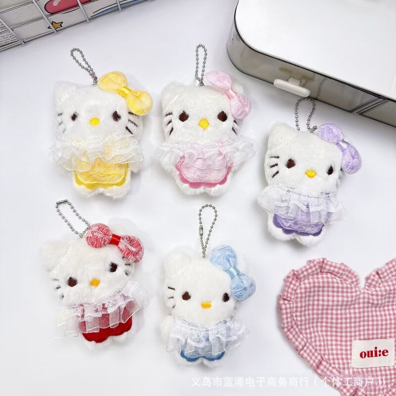 Squeaky Lace Skirt Kt Cat Plush Pendant Kitten Doll DIY Jewelry Accessories Hellokitty Small Pendant
