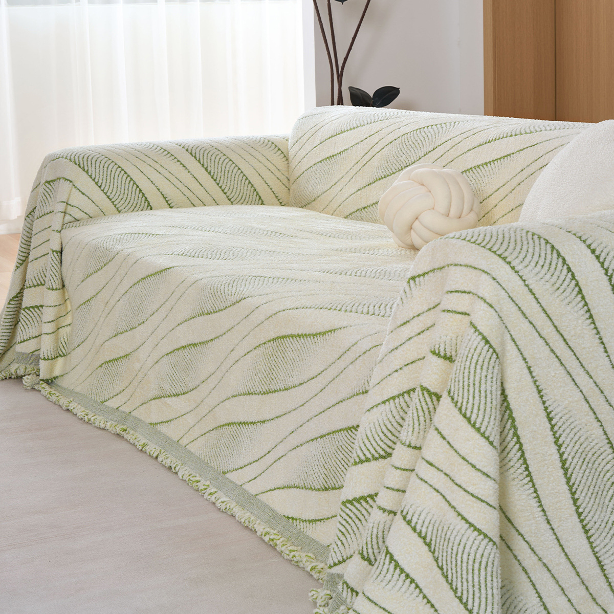 Toalla de sofá de hilo de anillo antideslizante cojín de sofá de cuatro estaciones, tela de sofá universal anti-gato, cubierta completa de una sola pieza, tipo instient