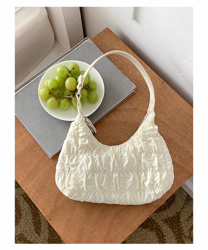 Cream Puff Bag for Women, Cloud-like Pleated Bag,  New Summer Fashion Single Shoulder Cream Fufu Sweet Cool Underarm Bag