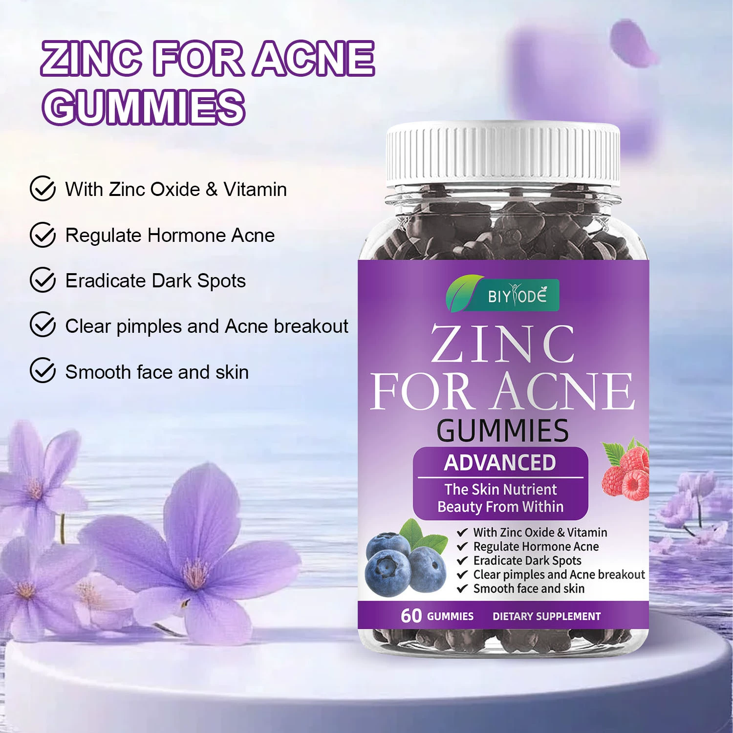 Взрыв трансграничный спот цинк прыщей помадка ZINCFOEACNEGUMMIES женщины защищают отбеливание веснушки