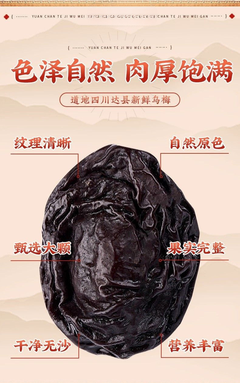 Dried Smoked Wumei Dark Plum 100g Traditional Suan Mei Tang Ingredient Herbal Tea overview