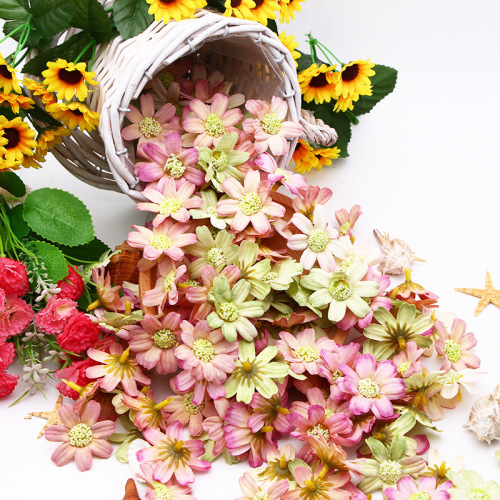 4.5cm 油画小雏菊仿真绢花人造花头 头饰胸花DIY配件家居婚庆装饰