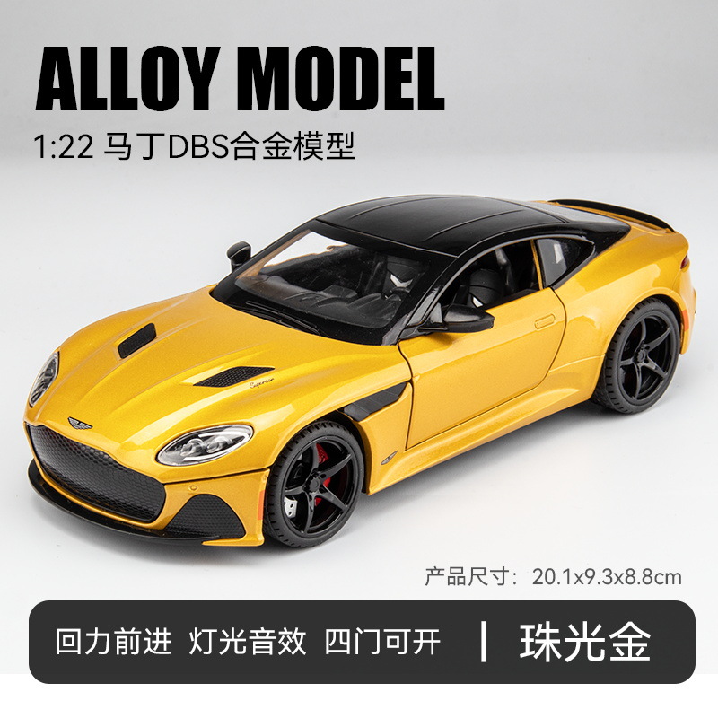 1:22 Aston Martin DBS simulación aleación modelo de coche tire hacia atrás con sonido y luz 4 Puerta Abierta niños juguetes al por mayor