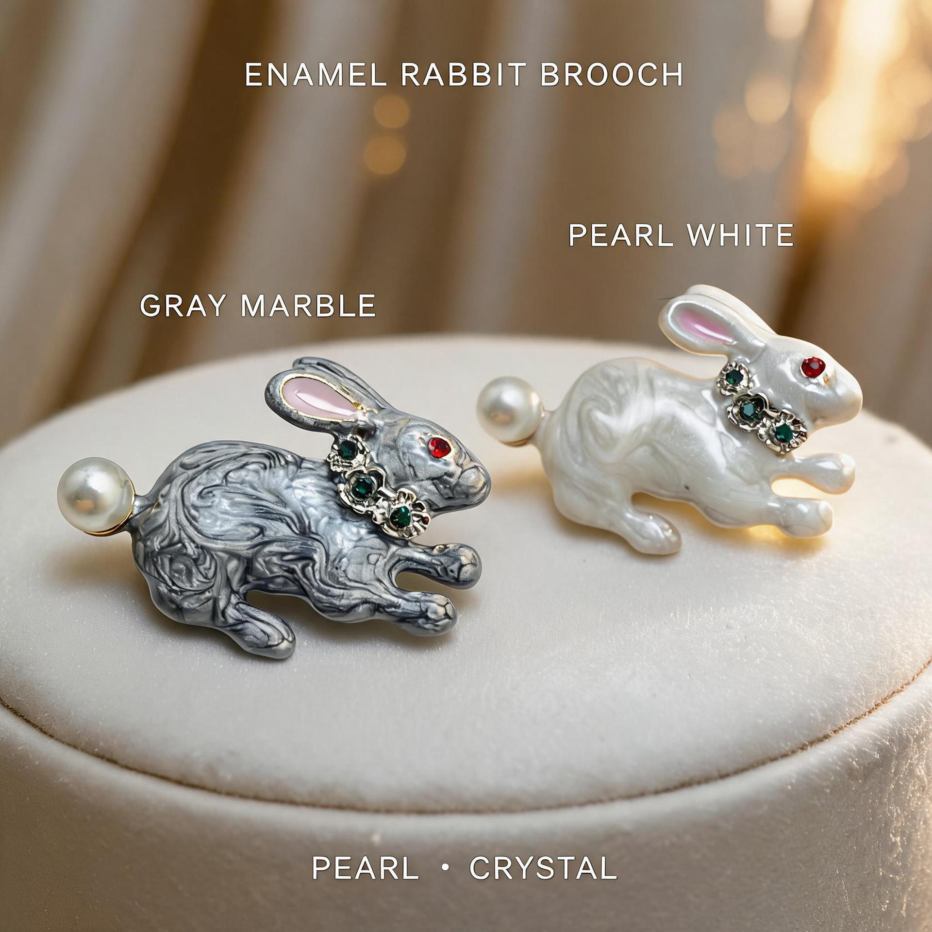 European and American cross-border Easter cute bunny brooch, vintage enamel oil-drip pearl rabbit brooch, manufacturer wholesale