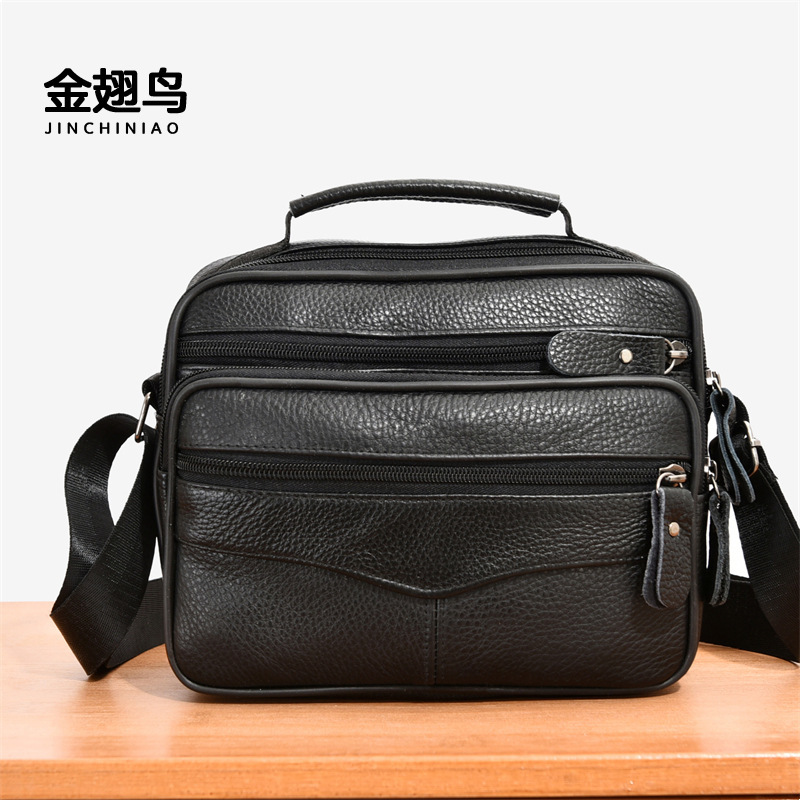Cross-Border Hot-Selling Men's Genuine Leather Shoulder Bag, Casual Crossbody Bag, Cowhide Large-Capacity Business Handbag, Foreign Trade Wholesale