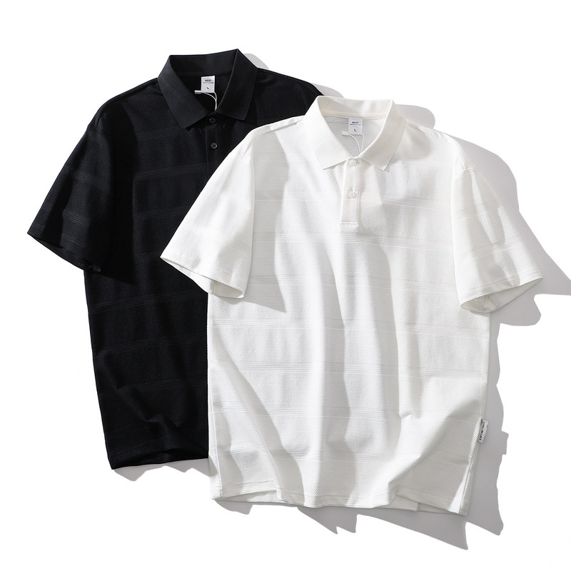 Pineapple Pattern Knit! Designer Line! Summer Men's Breathable Business Commuter Skin-Friendly Fashionable Short-Sleeve Polo Shirt