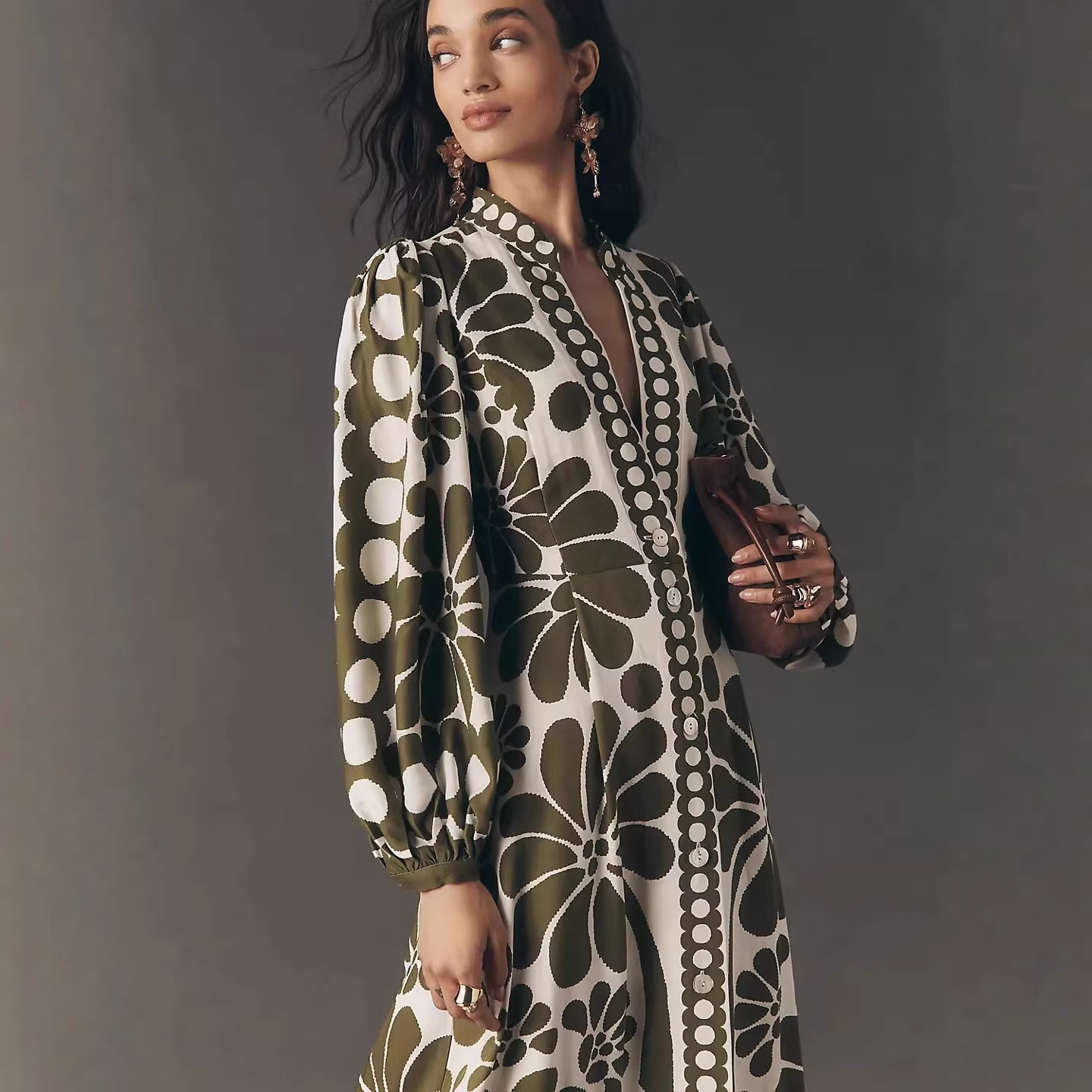 Women's Clothing Elegant Bohemian Printed Shirt Dress Long Sleeved Women's Clothing For Formal & Casual For Women_ecoleips.com
