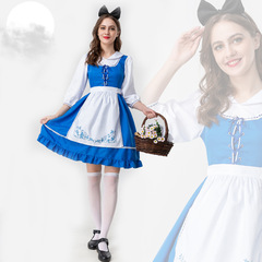 萬聖節愛麗絲夢遊仙境超萌女僕裝水藍色女傭服 動漫服裝演出服