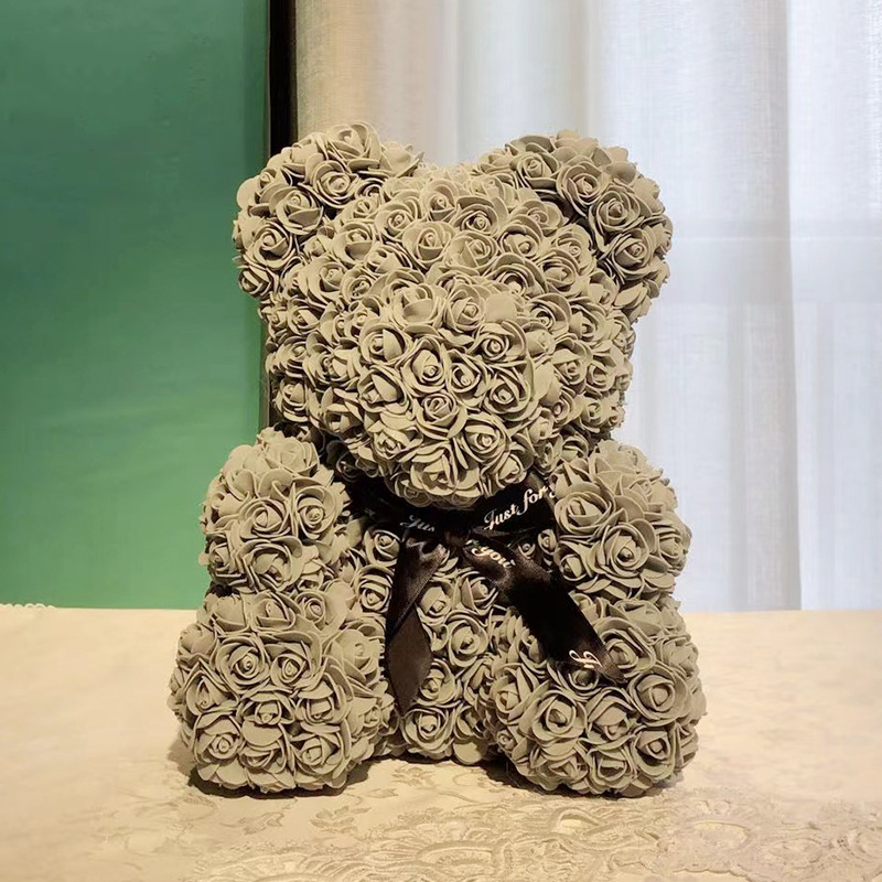 Oso de Rosas Artificiales Transfronterizo, Regalo de Cumpleaños, Regalo del Día de San Valentín Chino, Oso de Flores de PE Hecho a Mano, Producto Terminado
