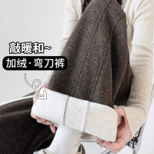 加绒阔腿裤女秋冬季2024年新款外穿宽松不显胖保暖加厚直筒香蕉裤