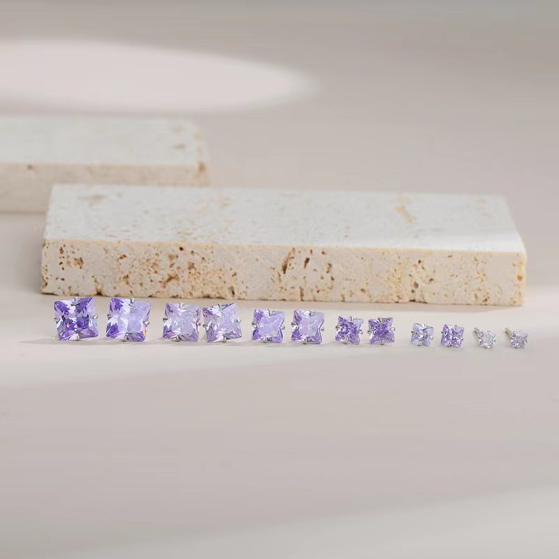 3g Weight 925 Sterling Silver Ear Needle Material 1 Pair 925 Sterling Silver 925 Sterling Silver Earrings Square Ear Studs
