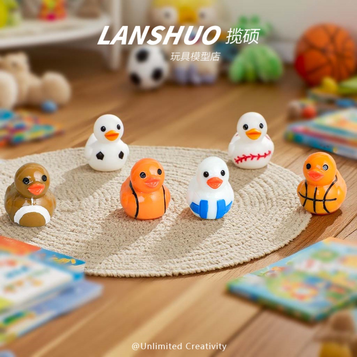 Resin Cartoon Solid Color Ball Duck Doll DIY Jewelry Accessories Homemade Keychain Creative Jewelry Accessories