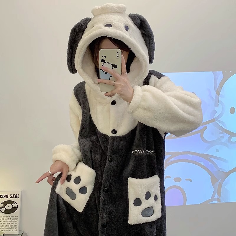그레이 및 블랙 파차 강아지 잠옷